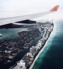 fly, plane,  city,  sea