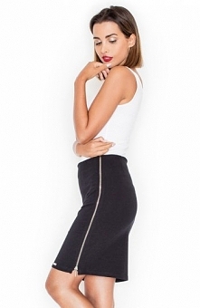 Katrus K295 spódnica czarna Efektowna spódnica, wykonana z miękkiej bawełny, pięknie podkreśla walory sylwetki