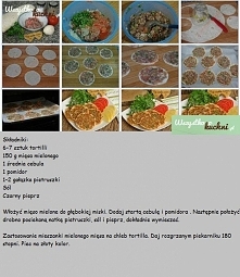 Poniżej na zdjęciu pokazujemy krok po kroku jak zrobić pizzerinki z mięsem mielonym na spodzie z tortilli...