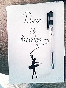 dance is freedom A5 black ballpen drawing