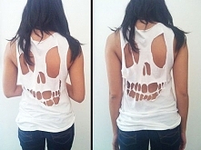DIY tutorial for a cut-out skull tshirt.