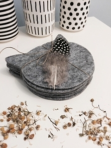 filcowy zestaw podkładek pod kubek głowa kota