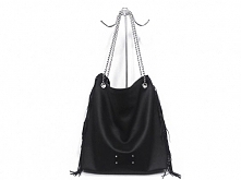 Skórzany worek z frędzlami