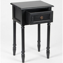 Uroczy czarny stolik nocny z szufladką.