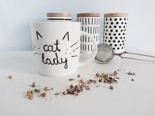 cat lady kubek ręcznie malowany