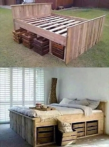 Bed made out of pallets w/ ...