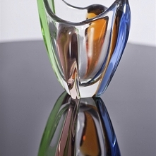 Wielokolorowy wazon z grubego szkła, lata 50./60.