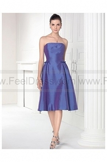 Strapless Satin Formal Knee...