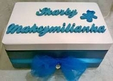 Kuferek na skarby z okazji 1 urodzin. Kuferek z imieniem, koniem, misiem, itd