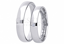Ponadczasowe obrączki ślubne z białego złota próby 585 z lśniącą cyrkonią Swarovski ELEMENTS - GRAWER W PREZENCIE - kolekcja GESELLE Jubiler
