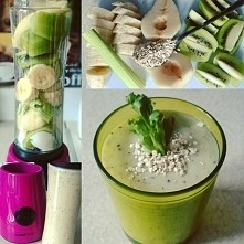smoothie :) part 6 :) kiwi/banan/gruszka /seler naciowy/jogurt naturalny/płatki owsiane