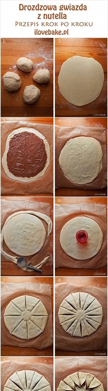Drożdżowa gwiazda z nutellą ( drożdżówka) – przepis krok po kroku