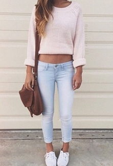 pink sweater & jeans