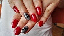 paznokcie hybrydowe; red and gray nails; #semilac : 071-Deep Red, 106-Wet Marengo :D