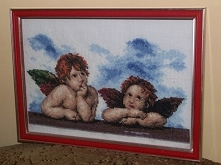 Aniołki, haft krzyżykowy