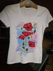 Maki łąka malowany t-shirt