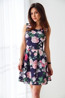 Granatowa sukienka w pastel...