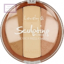 Lovely, Sculpting Powder (Puder do konturowania twarzy)
Paleta trzech odcieni pudrów służących do konturowania twarzy:
- `Sun` wyrównuje kontur twarzy, podkreśla opaleniznę,
- `...