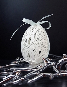 Wielkanocna ażurowa pisanka/ pisanki - naturalna gęsia wydmuszka (jajo) jako oryginalna ozdoba. Misterna koronka, ornament. Idealny prezent na Wielkanoc, Święta lub inne okazje....