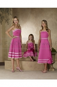 Strapless Satin Tea Length Bridesmaid Dress