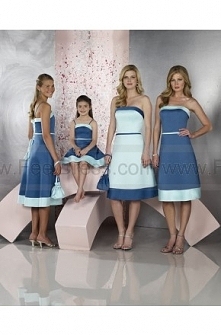 Strapless Satin Brief Tea Length Summer Bridesmaid Dress