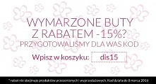 Wymarzone buty z rabatem -15%?
Przygotowaliśmy dla Was kod
Wpisz koszyku: dis15