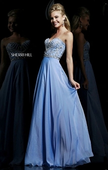 Beads Sherri Hill 1944 Sweetheart Strapless Periwinkle Long Prom Dress Cheap