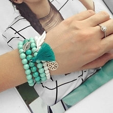 Zestaw bransoletek miętowo-turkusowy. Kliknij w zdjęcie.