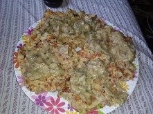 Placki z pyrów i mielonego z sosem pieczarkowym :)