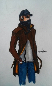 mój progres od ostatniego wrzucanego tu obrazka. Fan art Aidena z Watch Dogs