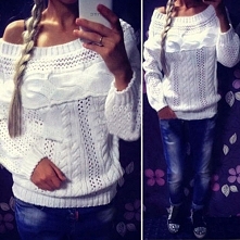 Pleciony biały sweterek na chłodne wieczory ;) Do kupienia na noshame.pl