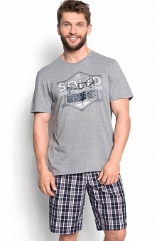 Henderson Duke 34271-90X piżama Dwuczęściowa piżama męska, bluzka z krótkim rękawem, z przodu nadruk