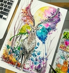 Watercolor Work by Indonesian Artist Luqman Reza Mulyono