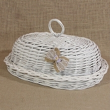 Wiklinowy chlebak owalny biały