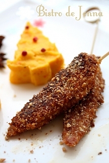 Aiguillettes de canard en croûte de noisettes et crêpes dentelles