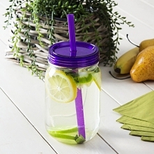 Słoik do koktajli i smoothie plastikowy BINX FIOLETOWY 0,7 l