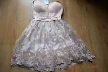 Sukienka koronka róż, łosos...