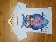 tshirt - sowa, ręcznie malo...