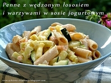 Penne z wędzonym łososiem i...