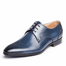 CWMALLS Mens Blue Leather Brogue Shoes CW716250