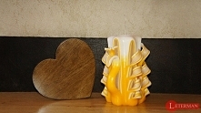 serce lite drewno plus świeca rzeźbiona - rękodzieło