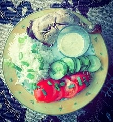 Obiadek ;) kurczak ryż warzywa i sos mursztardowy