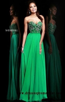 Sherri Hill 8545 Emerald Sweetheart Long Prom Dresses 2016 Strapless With Beads