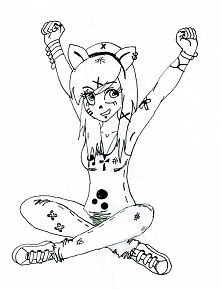 Stary rysunek inspirowany anime i emo