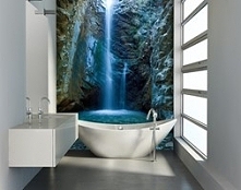 łazienka z fototapetą