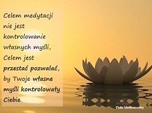Celem medytacji nie jestkontrolowanie własnych myśli, Celem jest
przestać pozwalać, 
by Twoje własne myśli kontrolowały Ciebie.