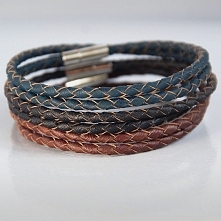 KOMPLET 3 męskich bransoletek :: SKÓRA