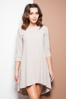 Beżowa asymetryczna sukienka na wesele