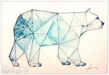 Mój geometryczny Misiek akwarela