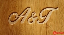 inicjały, litery z drewna, napisy :)